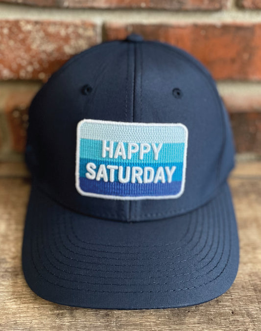 Pukka UV Lite Tech Fabric "Happy Saturday" Navy Blue Patch Adjustable Hat