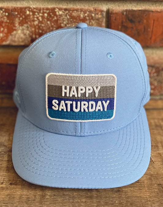 Pukka UV Lite Tech Fabric "Happy Saturday" Sky Blue Patch Adjustable Hat