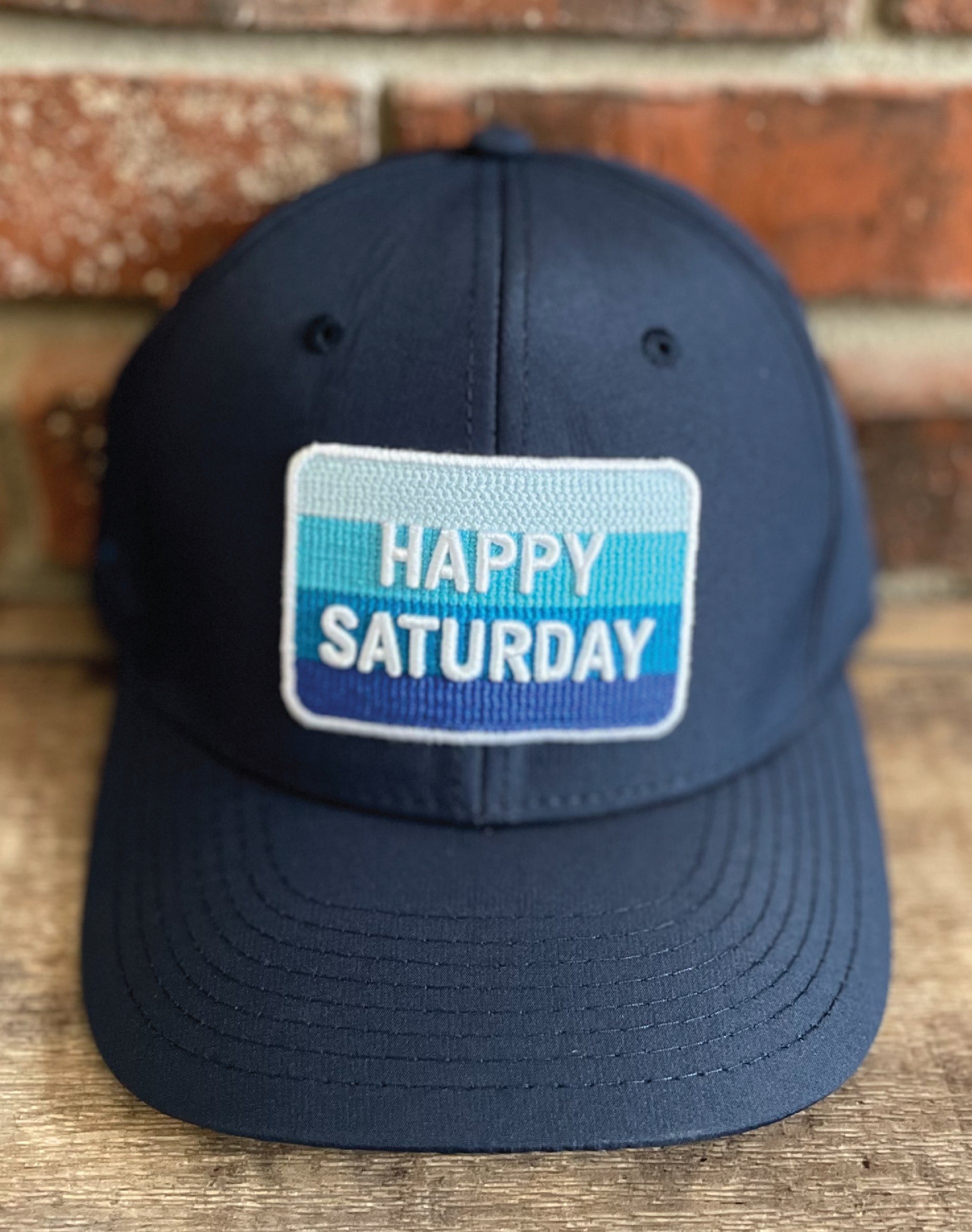 Pukka UV Lite Tech Fabric "Happy Saturday" Navy Blue Patch Adjustable Hat