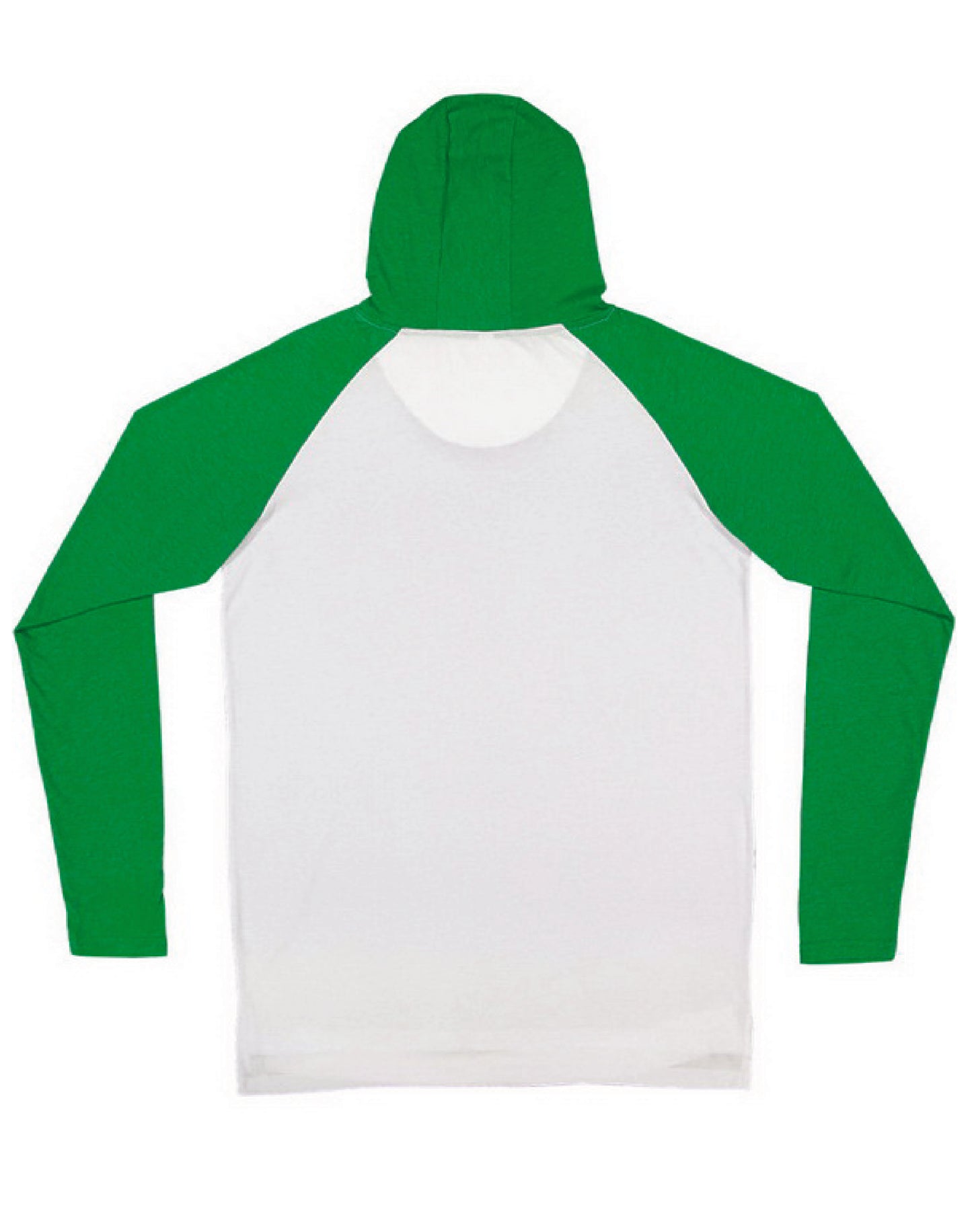 Happy Saturday Clothing Co. "Happy Saturday" White & Green Hooded Raglan Long Sleeve Tee